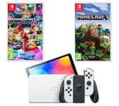 Nintendo Switch OLED White, Mario Kart 8 Deluxe & Minecraft Bundle, White