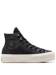 Converse Womens Counter Climate Leather Hi Trainers - Black/White, Black/White, Size 7, Women