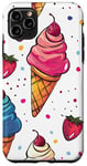 Coque pour iPhone 11 Pro Max Cônes de crème glacée et fraises Mignon Doodle Summer