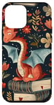 Coque pour iPhone 12 mini Motif de ver de bibliothèque Cute Dragon Books Cottagecore