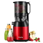 Cold Press Juicer, Fretta Slow Masticating Machines with 135mm&1.8L Chute, Fit Whole Fruits & Vegetables, Easy Clean,Self Feeding Juicer with High Juice Yield, BPA Free Tritan 250W (Red)