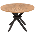 Table de Jardin en Bois d'Acacia Clair 110 cm Salle à Manger d'Extérieur Ronde