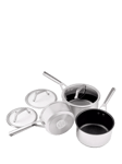 Ninja ZEROSTICK Stainless Steel Non-Stick Saucepan & Lid Set, 3 Piece