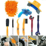 Kit de nettoyage pour chaîne de vélo, 9 pièces, brosse de nettoyage noire et nettoyant bleu, pour tous les types de chaînes de vélo/vélo de montagne