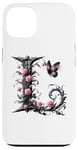 Coque pour iPhone 13 Letter L Initial Floral Monogram Rose Pink Flower Butterfly