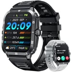 Montre Connectée Homme Sport Smartwatch: 2.0" Montre Intelligente avec Appel Blutooth Andriod ios Compatible 3ATM Étanche Militaire Watch 100+ Sportifs Fitness Mode Moniteur de Santé Sommeil Podometre