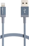 Amazon Basics Câble USB-A vers Lightning en nylon tressé Chargeur certifié MFi pour iPhone Gris foncé 1,8 m