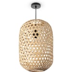 Paco Home Suspension Bambou Salle À Manger Lampe En Osier Suspendue Papier Osier Boho E27 Nature (Ø30cm), Lampe à suspension - Type 1