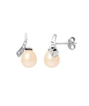 Blue Pearls Womens Pink Freshwater Diamonds Earrings and White gold 750/1000 - Multicolour - One Size