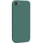 Yisica 1 Pack Silicone Coque Compatible pour iPhone SE 2020 / iPhone 8 / iPhone 7 / iPhone SE 2022, Silicone Coque avec Doublure en Microfibre Douce Protection Complète 4,7", Vert Foncé