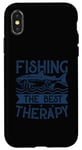 Coque pour iPhone X/XS Best Fun Adult Men Humour Fishing The Best Therapy