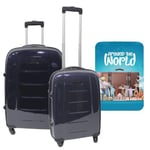 Lot de 2 valises Trolleys avec Housse de Protection 'Around The World', Multicolore, Valises à 4 Roues et avec Housse de Protection