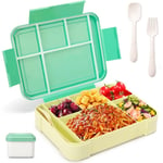 Lunch Box, Bento Box Boîte à Déjeuner en Plastique pour Enfant Adulte, 1300ml Boite Bento Boîte à Repas avec Trois Compartiments et des Couverts,