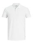 JACK & JONES Men's Polo Tshirt Casual Cotton Collared Neck Short Sleeve Tee Top for Men -White -L