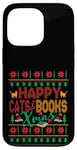 iPhone 13 Pro Happy Books & Cats Xmas Fair Isle Ugly Style Christmas Case