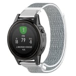 Garmin Fenix 5S tarranauha nylon - Valkoinen / Harmaa Hopea/Harmaa