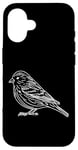 Coque pour iPhone 16 Line Art Oiseau et Ornithologue Pin Siskin