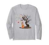 Fox And Owl On The Tree Animal Lover Autumn Leaves Long Sleeve T-Shirt