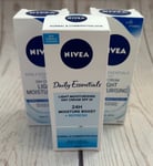 NIVEA 50ml Daily Essentials Light Moisturising Day Cream  SPF15 3 x 50ml