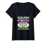 Womens Retro Slime Green Squish Stretch Slime Success Slime Lover V-Neck T-Shirt