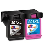 Clorisun Remanufactured for HP 301 301XL Ink Cartridges for HP Envy 4500 5530 5532 4502 4507 4504 Officejet 2622 2620 4630 Deskjet 2540 2542 3050 1510 1000 3050A 1050 2544 3055A 1050A(1 Black,1 Colour