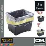 8 x Coral Trade 5 Litre Paint Scuttle Liners Decorators Roller Tray Bucket