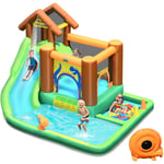 Maisonchic - Aire de Jeux Château Gonflable Enfant avec Souffleur 610W Pataugeoire Mur d'Escalade Canon à Eau Trampoline Intégré Balles Colorées