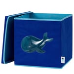 LOVE IT STORE IT - Cube De Rangement Avec Couvercle - En Tissu Ultra Résistant - Pliable - Renforcement Carton - Pour Chambre Enfant - Compatible Étagère Cube Kallax - 33x33x33cm - Bleu Motif Baleine