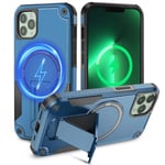 Tuvror Magnétique Coque pour iPhone 13 Pro Max / 12 Pro Max avec Support, [Compatible avec MagSafe] Support intégré, Coque de Téléphone Robuste Antichoc pour iPhone 13 Pro Max / 12 Pro Max, Bleu