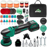 BATOCA S4 Cordless Car Polisher Buffer Sander Machine Rotary & Dual Action Mini Car Detailing Polishing Kit for Drill with 2X 2.5Ah Li-ion Batteries 1&3inch 4 Speeds for Car Detail Polish