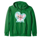 Disney Lilo & Stitch Cute Baby Angel With Style Chest Logo Zip Hoodie