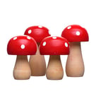 HEITMANN DECO Lot de 4 Champignons en Bois – Champignons – Décoration – Nature – à Poser ou à bricoler – Rouge/Blanc