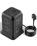 Extension Lead Tower with USB C, 12 Way Outlets Surge Protected Extension Tower 