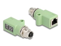 Delock M12-Adapter X-Kodet 8-Pins Kontakt Til Rj45-Kontakt Cat.5E Med Rett Monteringshull Grønn