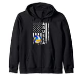 Volleyball Practice Abuela America Flag Men Women Xmas Zip Hoodie