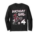 Motocross 4th Birthday Girl 4 Year Old Dirt Bike Long Sleeve T-Shirt