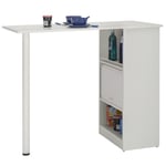 Table comptoir de cuisine avec rangement à rideau L130cm LUCK blanc/blanc Taille unique