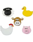 5 stk Farmyard Friends Sugarcraft Toppers - Håndlaget Spiselig Kakepynt