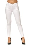 Elara Jean Femme Slim Fit Taille Haute Chunkyrayan H619-7 White 34 (XS)