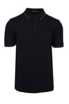 Fred Perry Mens Twin Tipped Polo Shirt Navy/Laurel Wreath Green/Brick Red - Size 3XL