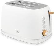 Swan Fjord 2 Slice Toaster with Wooden Accents ST19030WHT (White)