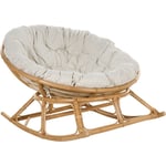 Fauteuil à Bascule Rond en Rotin Ton Naturel et Beige Clair Empilable Orvieto