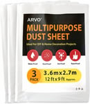 ARVO Large Plastic Dust Sheets for Decorating - 12ft X X 9ft - 3 Pack