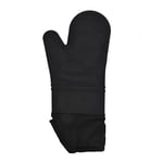 Gant en silicone extra long imperméable et résistant à la chaleur avec doublure en coton, gants chauffants antidérapants pour casseroles et fours, cuisine, micro-ondes, barbecue (noir)