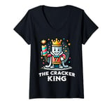 Womens Cracker King Funny Christmas New Year's Eve Party Cracker V-Neck T-Shirt