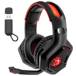 Empire Gaming - Warcry P -W1 -pelien kuulokemikrofoni MIT Mikro - PC/PS4/PS5/Xbox/Nintendo Switch/MAC -2.4 GHz Langaton - Surround Sound Stereo - LED Rot