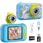 Kids Camera Toys for 3 4 5 6 7 8 9 10 11 12 Year Old Girls/Boys,Kids Digital Camera for Toddler,Christmas Birthday Festival Gifts for Kids,Video Selfie Camera for Kids with 32GB TF Card