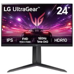 LG Ultragear Gaming Monitor 24GS65F, 24 Inch, 1080p, 180Hz, 1ms, IPS Display, HDR 10, NVIDIA G-Sync & AMD FreeSync Compatible, Smart Energy Saving, DisplayPort, HDMI