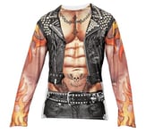 W WIDMANN MILANO Party Fashion - Costume Biker/Rocker, T-shirt imprimé par sublimation photo, membre de gang, carnaval