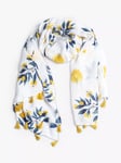 Bloom & Bay Mara Citrus Print Square Scarf, White/Multi